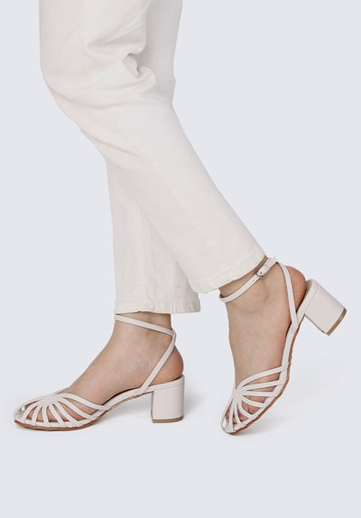 Leila Comfy Heels In Off White