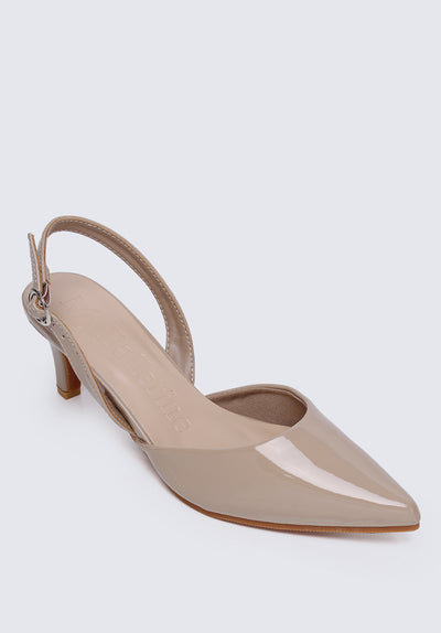 Vicky Comfy Heels In Almond