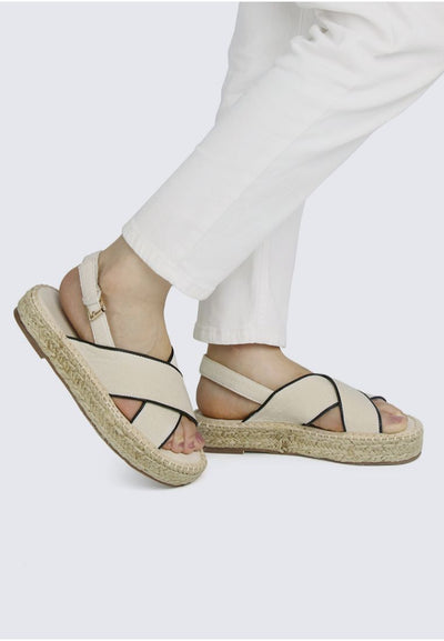 Gemma Comfy Espadrille Sandals In Off White